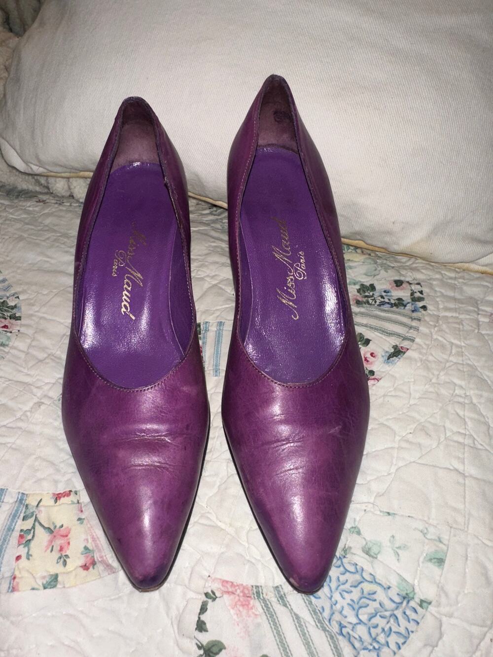 VINTAGE 80's MAUD FRIZON PURPLE LEATHER PUMPS 7.5